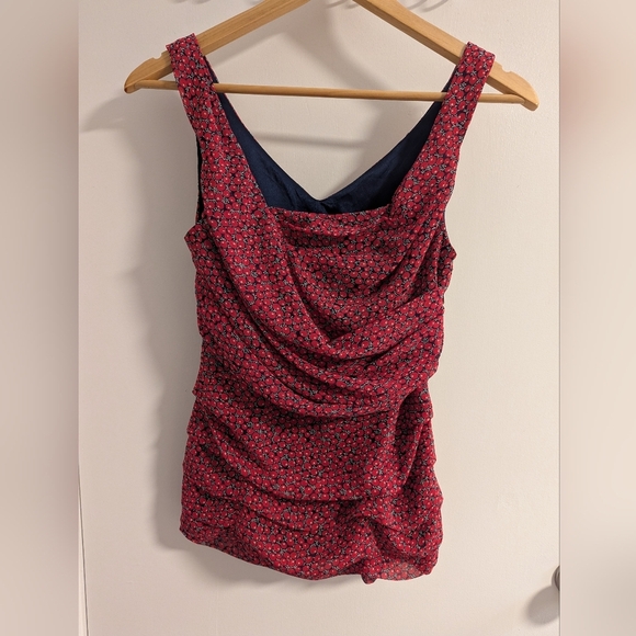 Express Tops - Express Red and Black Floral Blouse
